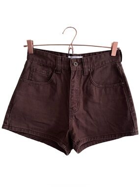 Cotton On 100% Cotton Dark Brown High Rise Mom Shorts Size 4